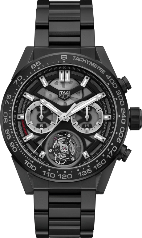 TAG Heuer,Carrera 45mm,45mm,Ceramic,Stainless Steel,Skeleton,Automatic,Chronograph,Tourbillon Escapement,Column Wheel,CAR5A90,CAR5A90.BH0742