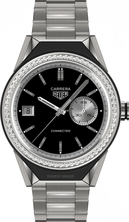 TAG Heuer,Connected Watch 45mm,45mm,Titanium,Ceramic,Stainless Steel,Black,Processor,Chronograph,Day,Connected,Smartwatch,25hours,In-house Caliber,SBF8A8011,SBF8A8011.10BF0608