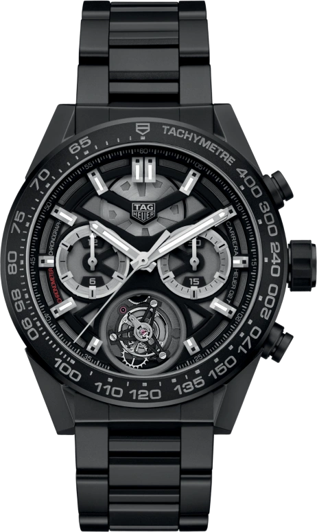 TAG Heuer,Carrera 45mm,45mm,Ceramic,Stainless Steel,Skeleton,Automatic,Chronograph,Tourbillon Escapement,Column Wheel,CAR5A90,CAR5A90.BH0742