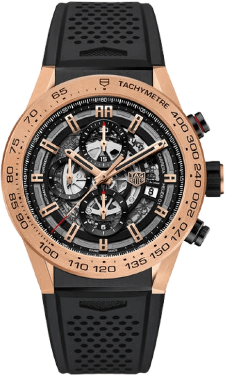 TAG Heuer,Carrera 45mm,45mm,Titanium,Rose Gold,Skeleton,Automatic,Chronograph,Date,Hollow Out,Column Wheel,50hours,In-house Caliber,CAR2A5B,CAR2A5B.FT6044