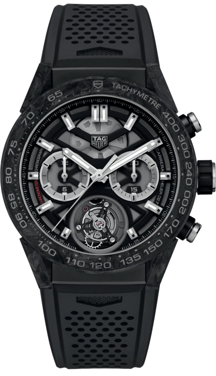 TAG Heuer,Carrera 45mm,45mm,Titanium,Carbon,Skeleton,Automatic,Chronograph,Tourbillon Escapement,Column Wheel,CAR5A8W,CAR5A8W.FT6071