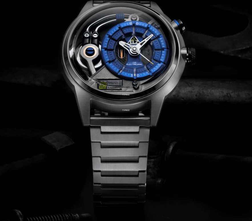 THE ELECTRICIANZ,其它 45毫米,45毫米,精钢,蓝色,石英,矿物水晶,水晶玻璃,圆形,ZZ,ZZ-A3C/02-MSS