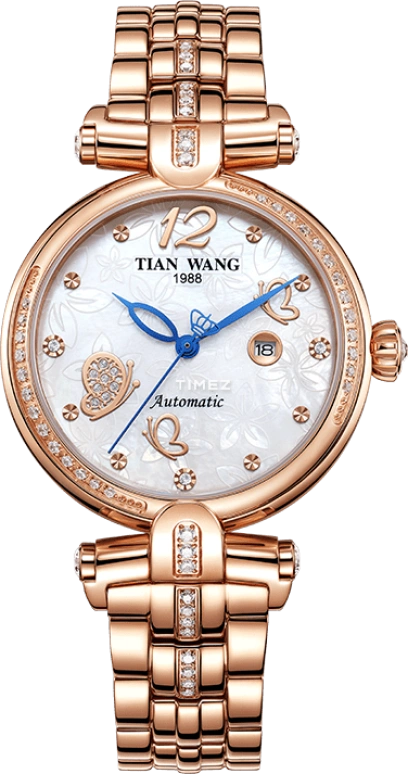 天王,尚·SHINE ,不锈钢,玫瑰金,白色,自动上弦,日历,长方形,LS5991P,LS5991P.D.P.W