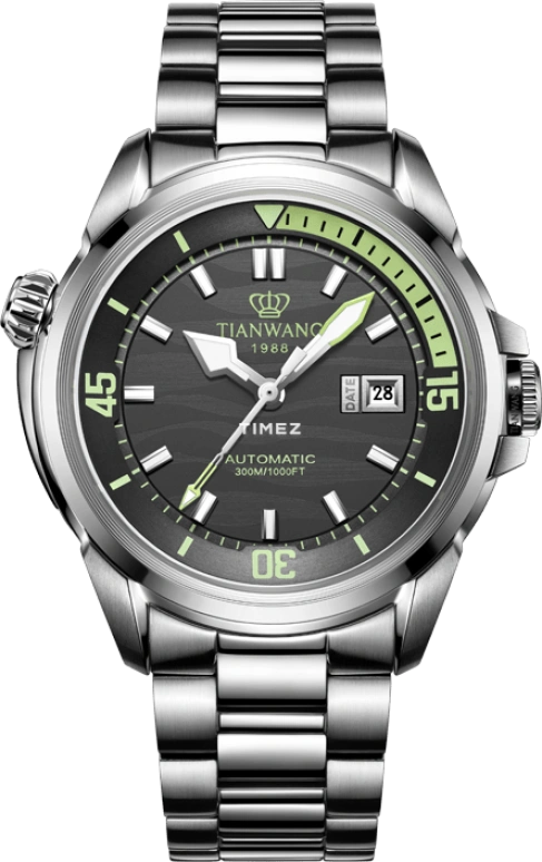 TianWang,Bluefin ,Stainless Steel,Grey,Automatic,Day,Sapphire,Crystal Glass,GS301113S,GS301113S.D.S.A