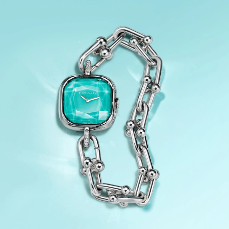 蒂芙尼,Tiffany HardWear 24.50毫米,24.50毫米,不锈钢,蓝色,石英,枕形,银色,GRP12333