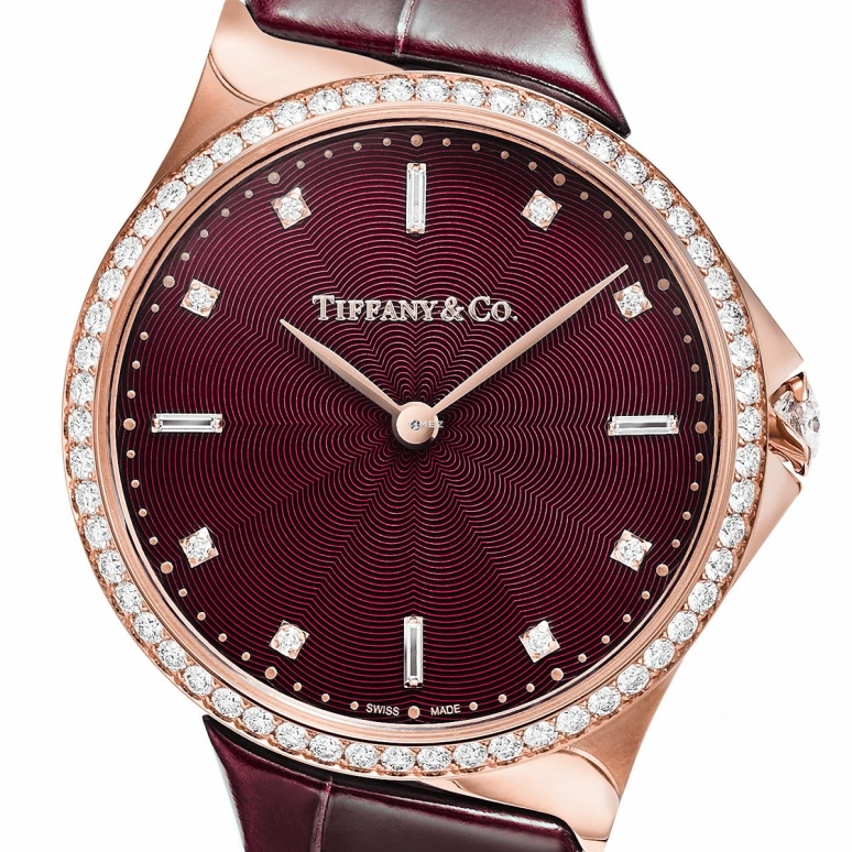 Tiffany,METRO 28mm,28mm,Rose Gold,Purple Red,Quartz,Sapphire,Crystal Glass,Round,2,2-HAND 28 -05