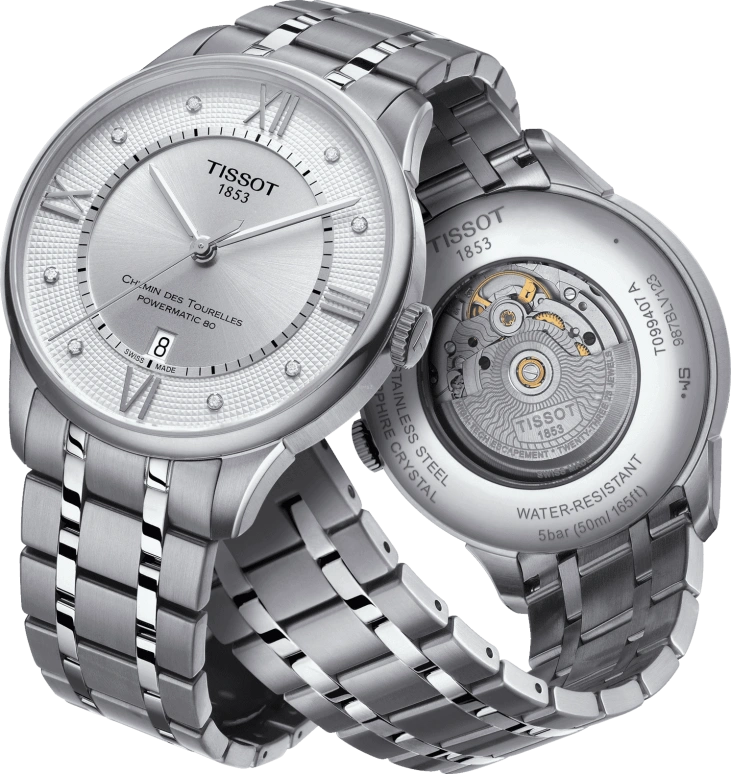 Tissot,Chemin Des Tourelles 42mm,42mm,Stainless Steel,Silver,Automatic,Day,80hours,T099,T099.407.11.033.00