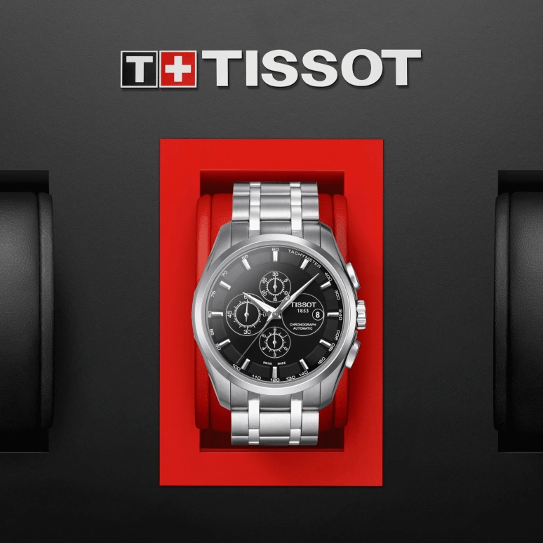 Tissot,Couturier 43mm,43mm,Stainless Steel,Black,Automatic,Chronograph,Date,Anti-magnetic,T035,T035.627.11.051.00