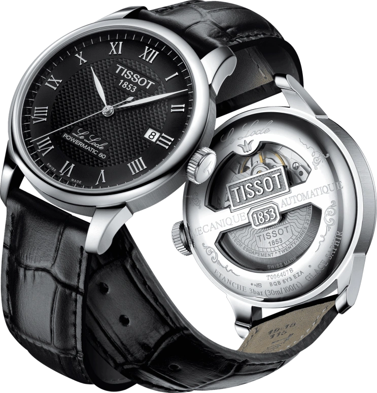 Tissot,Le Locle 39.30mm,39.30mm,Stainless Steel,Black,Automatic,Chronograph,Date,Hollow Out,T006,T006.407.16.053.00