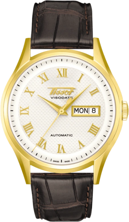 Tissot,Heritage 39.30mm,39.30mm,Yellow Gold,Silver,Automatic,Chronograph,Date,Day,T910,T910.430.16.033.00