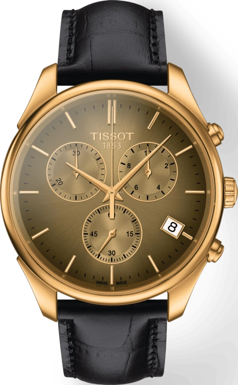 Tissot,T-Gold 41mm,41mm,Yellow Gold,Brown,Quartz,Chronograph,Day,T920,T920.417.16.291.00