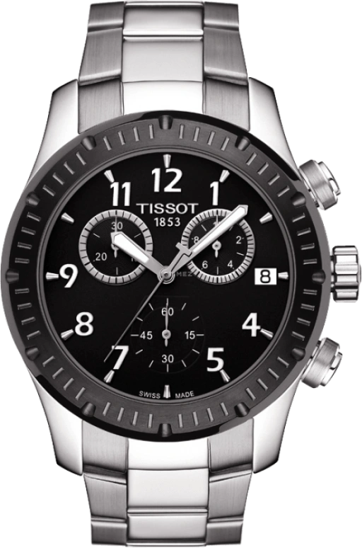 Tissot,V8 42.50mm,42.50mm,Stainless Steel,Black,Quartz,Chronograph,Date,Rattrapante,T039,T039.417.21.057.00