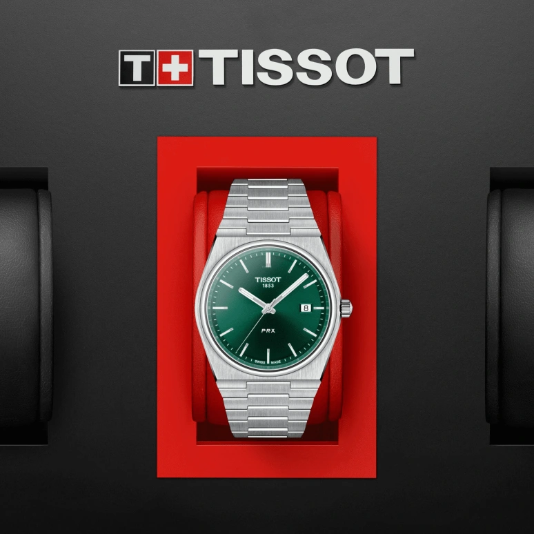 Tissot,PRX 40mm,40mm,Stainless Steel,Green,Quartz,Date,Sapphire,T137,T137.410.11.091.00