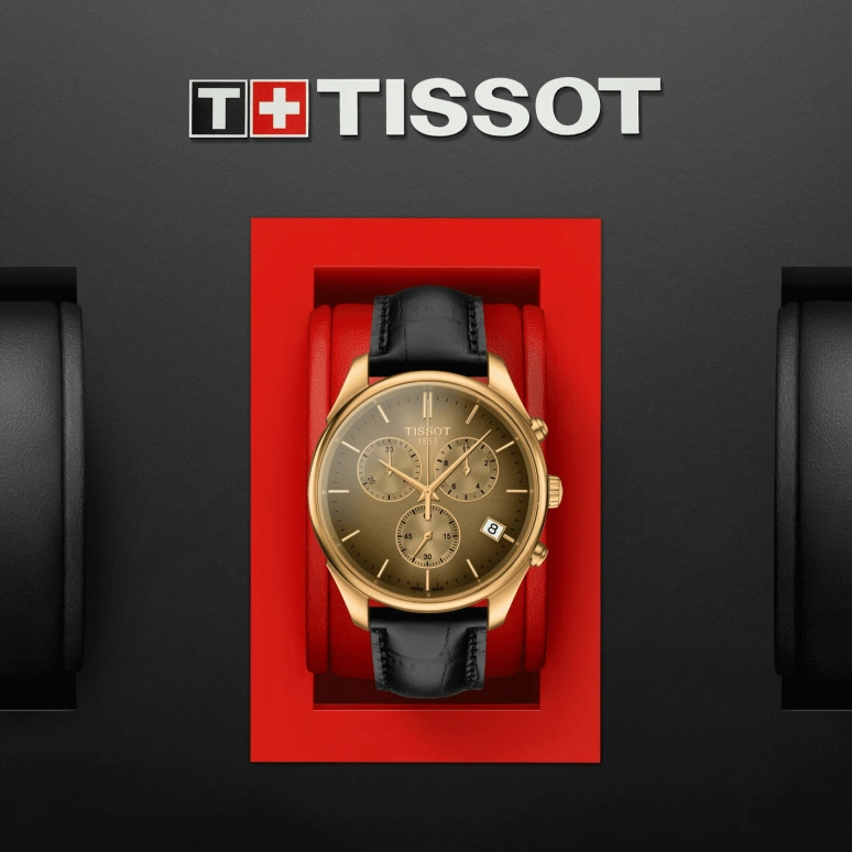 Tissot,T-Gold 41mm,41mm,Yellow Gold,Brown,Quartz,Chronograph,Day,T920,T920.417.16.291.00