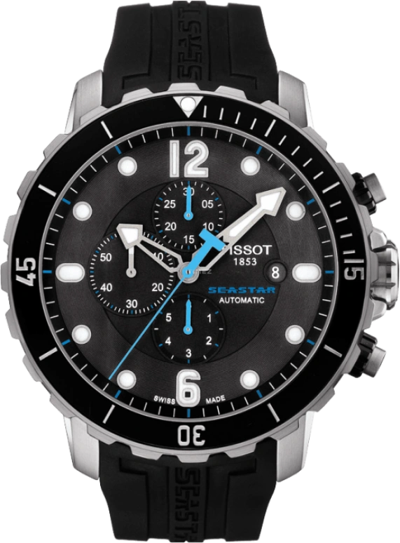 Tissot,Seastar 48mm,48mm,Ceramic,Stainless Steel,Black,Automatic,Chronograph,Date,Anti-magnetic,T066,T066.427.17.057.02