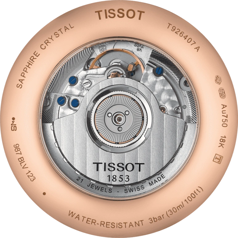 Tissot,T-Gold 39.80mm,39.80mm,Rose Gold,Beige,Automatic,42hours,In-house Caliber,T926,T926.407.76.263.00