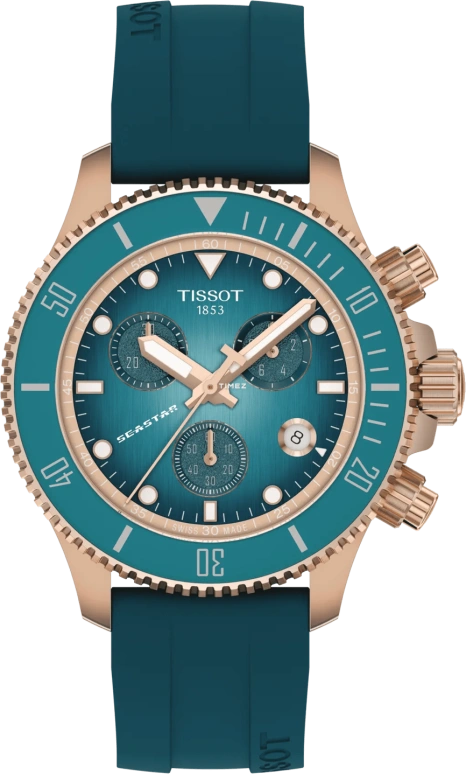 Tissot,Seastar 38mm,38mm,Stainless Steel,Green,Quartz,Chronograph,Day,T120,T120.217.37.041.00