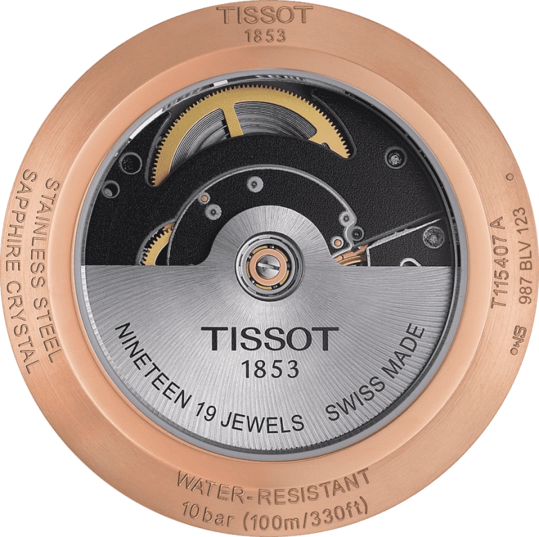 Tissot,T-Race 45mm,45mm,Rose Gold,Stainless Steel,Black,Automatic,Date,72hours,T115,T115.407.37.051.00