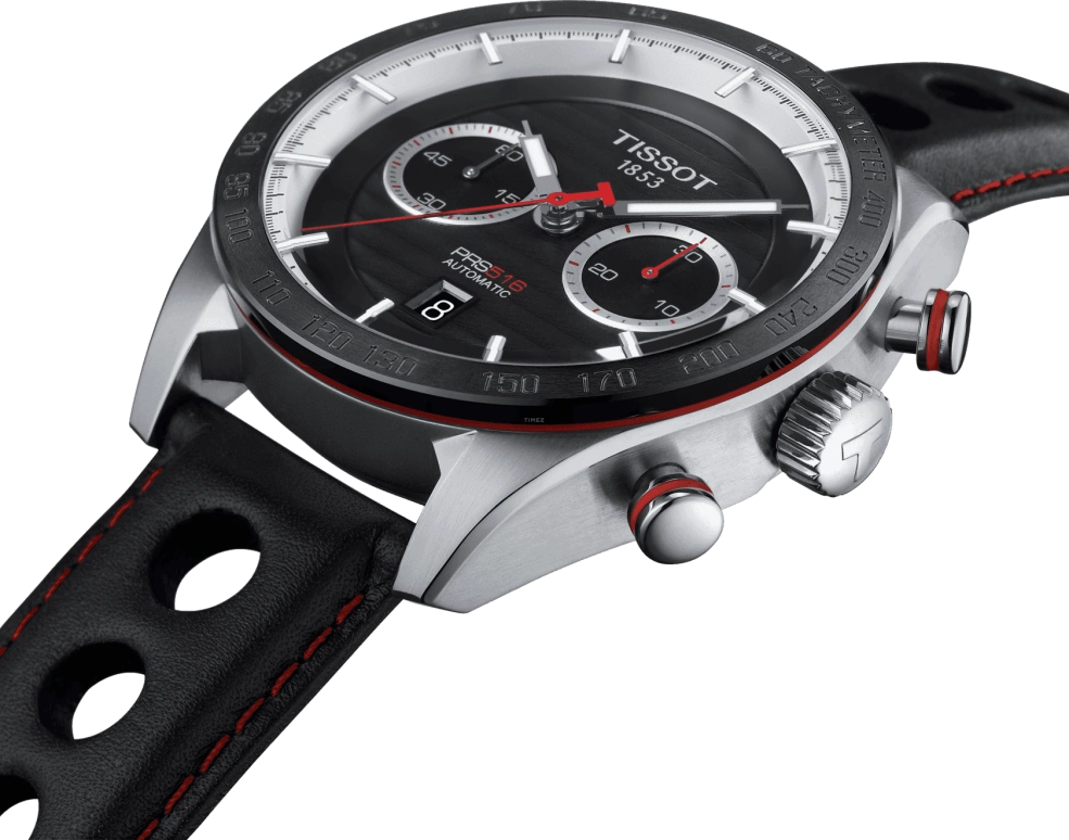 Tissot,PRS 516 45mm,45mm,Ceramic,Stainless Steel,Black,Automatic,Chronograph,Date,T100,T100.427.16.051.00