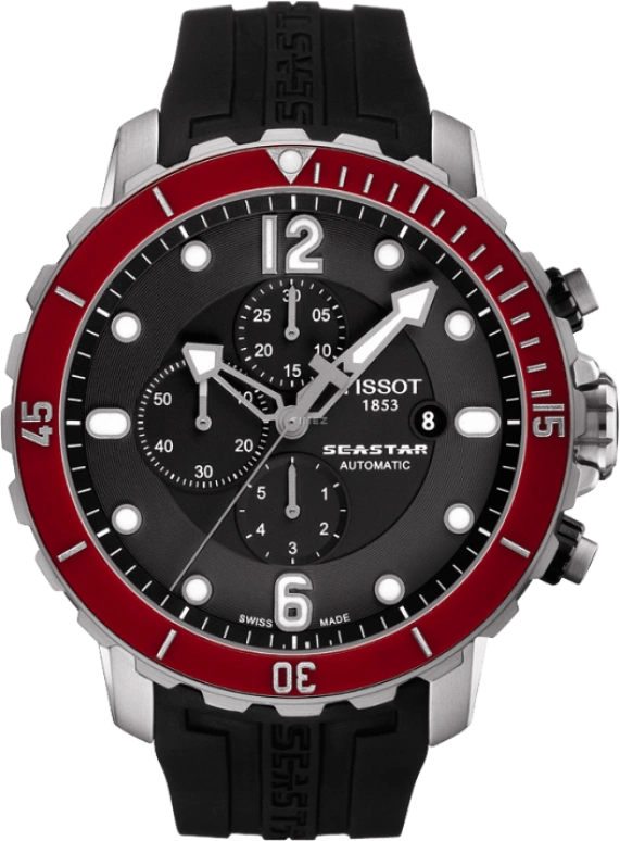 Tissot,Seastar 48mm,48mm,Ceramic,Stainless Steel,Black,Automatic,Chronograph,Date,Anti-magnetic,T066,T066.427.17.057.03