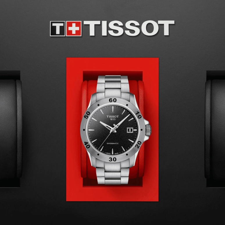 Tissot,V8 42.50mm,42.50mm,Stainless Steel,Black,Automatic,Date,72hours,T106,T106.407.11.051.00