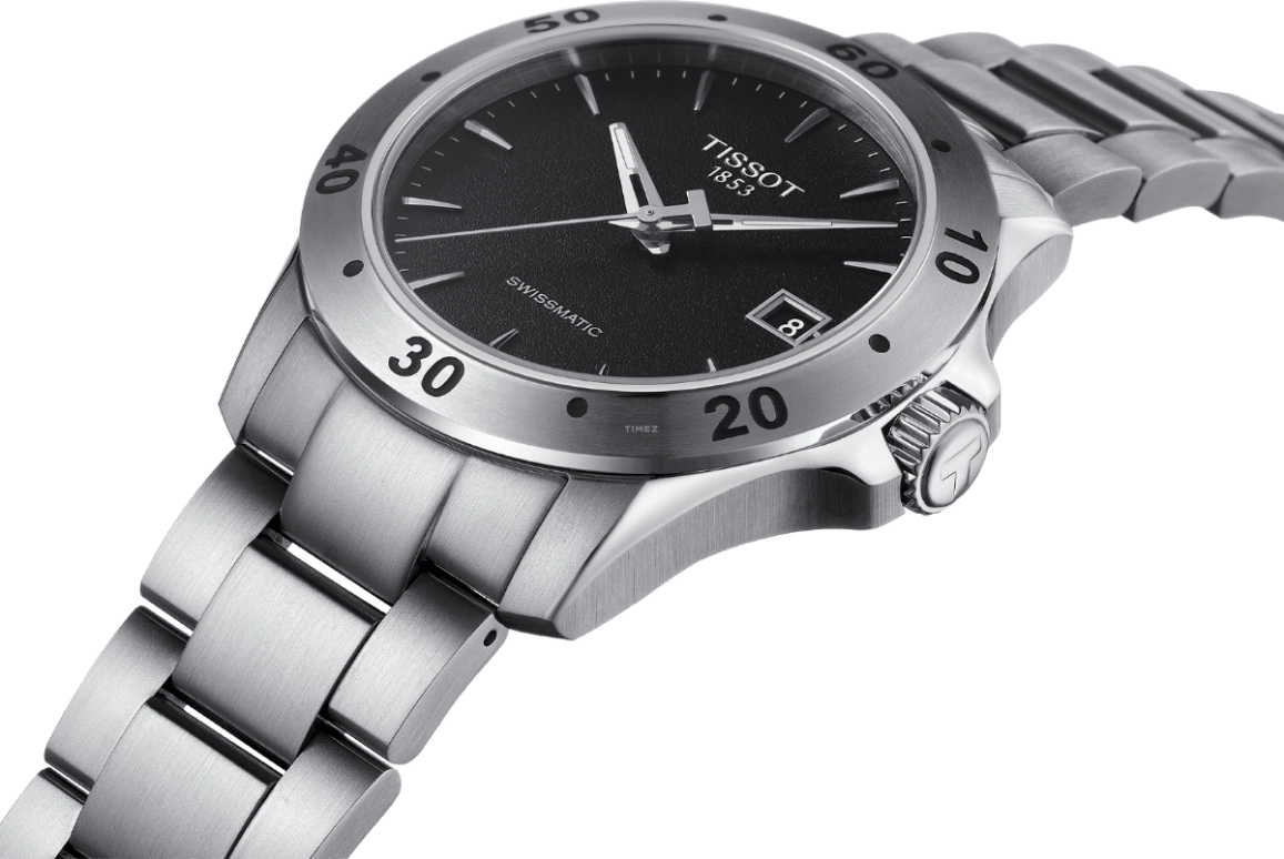 Tissot,V8 42.50mm,42.50mm,Stainless Steel,Black,Automatic,Date,72hours,T106,T106.407.11.051.00