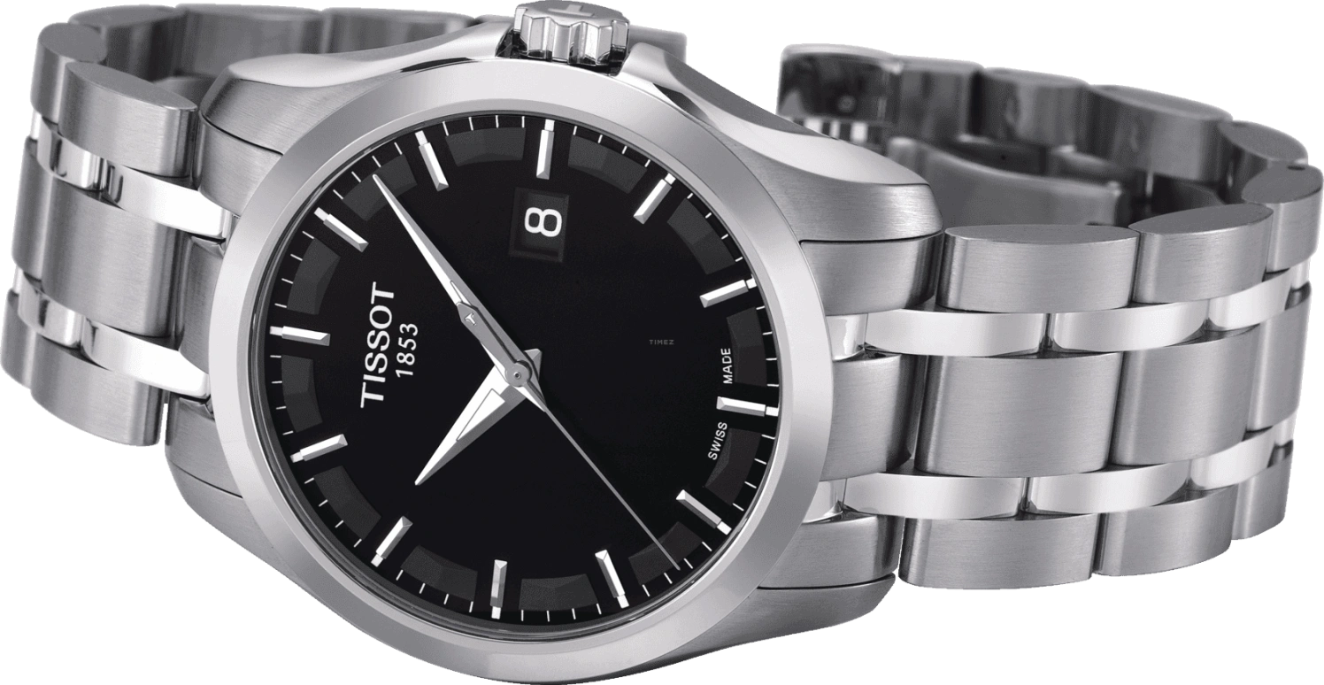 Tissot,Couturier 39mm,39mm,Stainless Steel,Black,Quartz,Date,26280hours,T035,T035.410.11.051.00