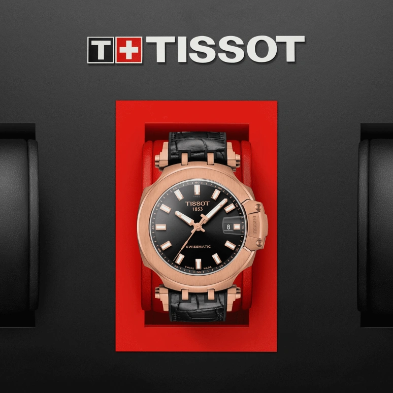 Tissot,T-Race 45mm,45mm,Rose Gold,Stainless Steel,Black,Automatic,Date,72hours,T115,T115.407.37.051.00