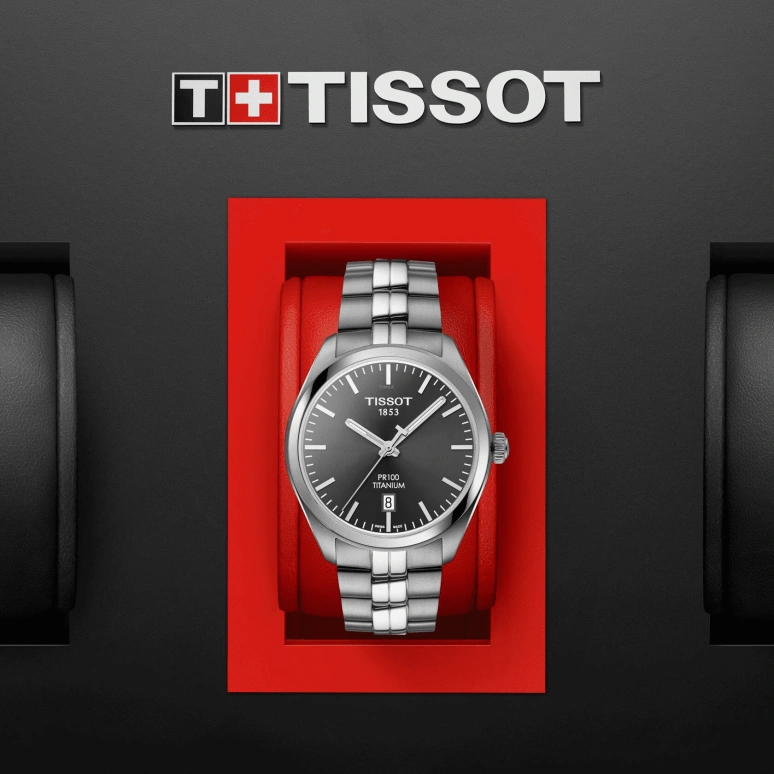 Tissot,PR 100 39mm,39mm,Titanium,Grey,Quartz,Chronograph,Date,T101,T101.410.44.061.00