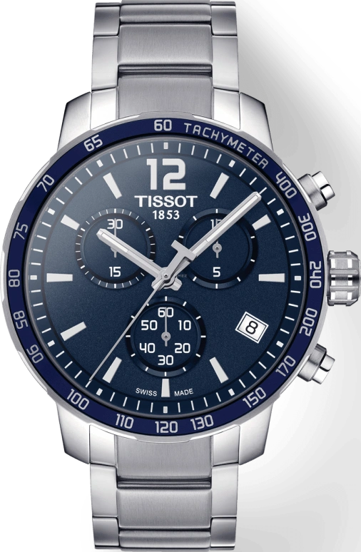 Tissot,Quickster 42mm,42mm,Stainless Steel,Blue,Quartz,Chronograph,Date,Rattrapante,T095,T095.417.11.047.00