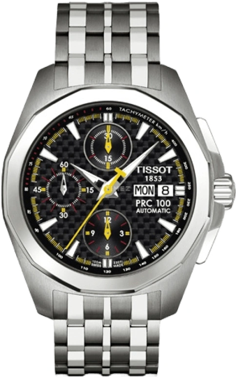 Tissot,PRC 100 42mm,42mm,Stainless Steel,Black,Automatic,Chronograph,Date,Day,T008,T008.414.11.201.00