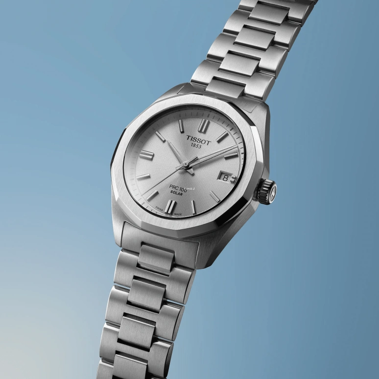 Tissot,PRC 100 34mm,34mm,Stainless Steel,Silver,Quartz,Day,Solar Charging,T151,T151.822.11.031.00