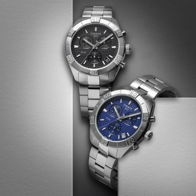 Tissot,PR 100 44mm,44mm,Stainless Steel,Blue,Quartz,Chronograph,Date,Rattrapante,T101,T101.617.11.041.00