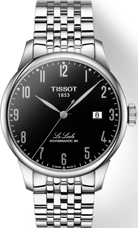 Tissot,Le Locle 39.30mm,39.30mm,Stainless Steel,Black,Automatic,Day,80hours,T006,T006.407.11.052.00