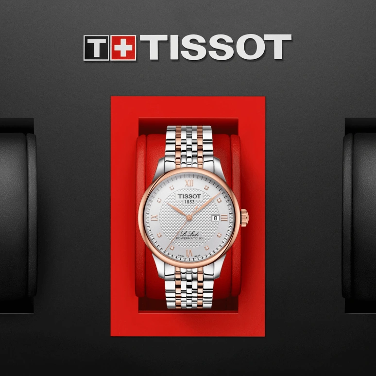 Tissot,Le Locle 39.30mm,39.30mm,Rose Gold,Stainless Steel,Silver,Automatic,Chronograph,Date,Hollow Out,T006,T006.407.22.036.00