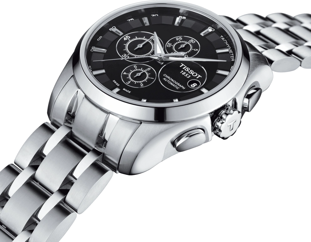 Tissot,Couturier 43mm,43mm,Stainless Steel,Black,Automatic,Chronograph,Date,Anti-magnetic,T035,T035.627.11.051.00