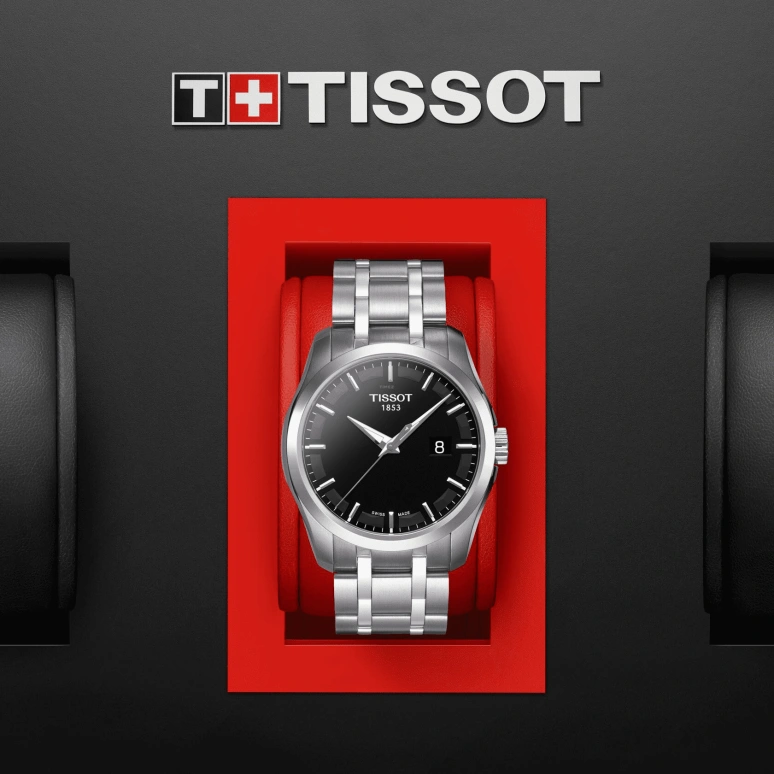 Tissot,Couturier 39mm,39mm,Stainless Steel,Black,Quartz,Date,26280hours,T035,T035.410.11.051.00