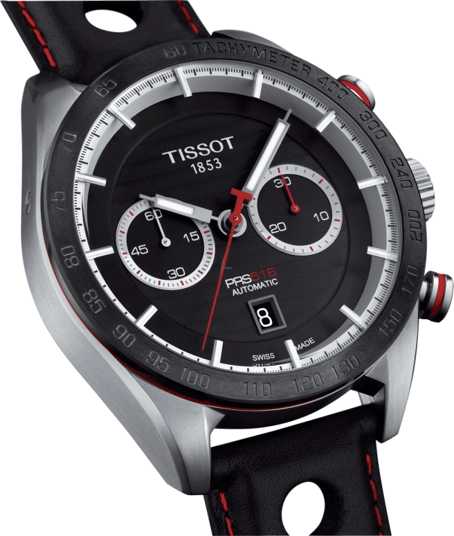 Tissot,PRS 516 45mm,45mm,Ceramic,Stainless Steel,Black,Automatic,Chronograph,Date,T100,T100.427.16.051.00