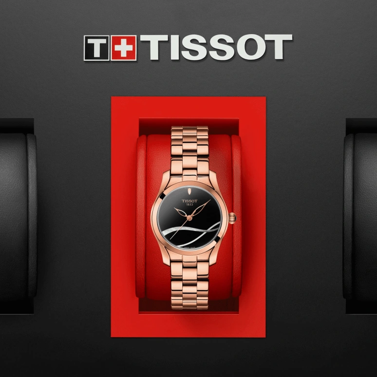 Tissot,T-Gold 30mm,30mm,Stainless Steel,Rose Gold,Black,Quartz,26280hours,Sapphire,Crystal Glass,T112,T112.210.33.051.00