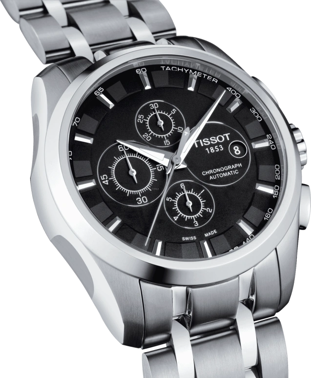 Tissot,Couturier 43mm,43mm,Stainless Steel,Black,Automatic,Chronograph,Date,Anti-magnetic,T035,T035.627.11.051.00