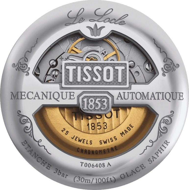 Tissot,Le Locle 39.30mm,39.30mm,Yellow Gold,Stainless Steel,Silver,Automatic,Chronograph,Date,T006,T006.408.22.037.00