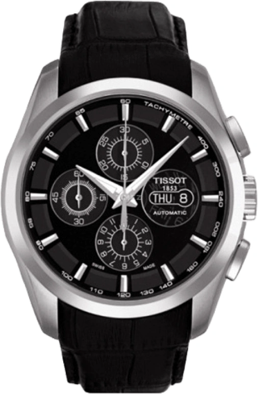 Tissot,Couturier 43mm,43mm,Stainless Steel,Black,Automatic,Chronograph,Date,Day,T035,T035.614.16.051.00