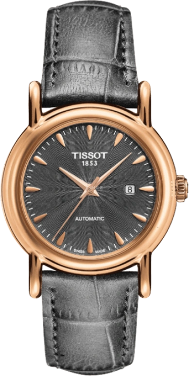 Tissot,Carson 29.70mm,29.70mm,Rose Gold,Grey,Automatic,Date,38hours,T907,T907.007.76.081.00