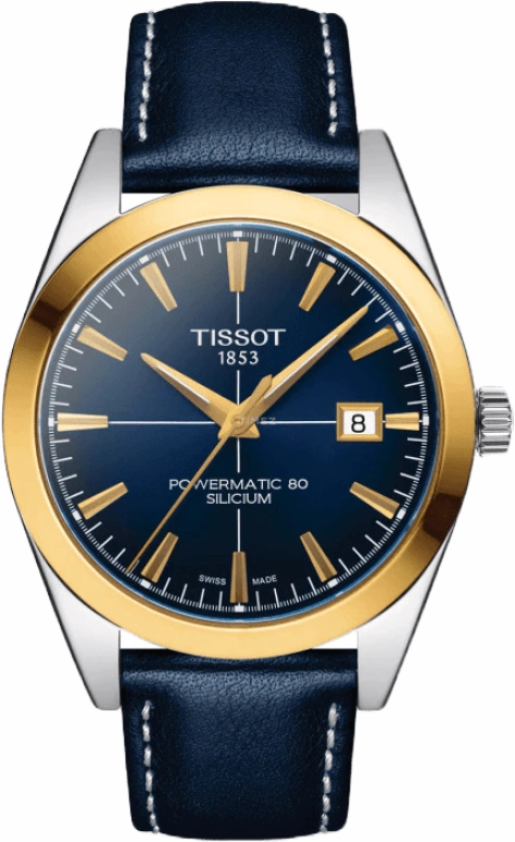 Tissot,Gentleman 40mm,40mm,Yellow Gold,Stainless Steel,Blue,Automatic,Day,80hours,T927,T927.407.46.041.01TYO