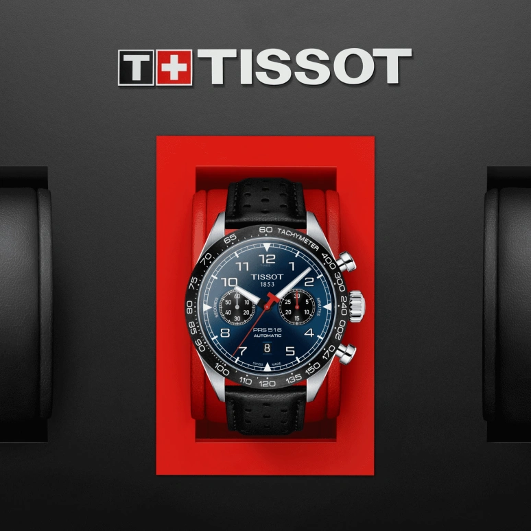 Tissot,PRS 516 45mm,45mm,Ceramic,Stainless Steel,Blue,Automatic,Chronograph,Date,T131,T131.627.16.042.00