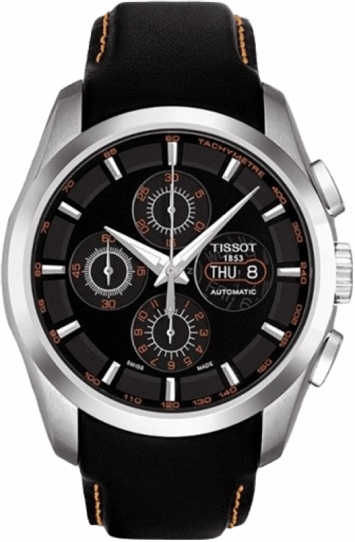 Tissot,Couturier 43mm,43mm,Stainless Steel,Black,Automatic,Chronograph,Date,Day,T035,T035.614.16.051.01