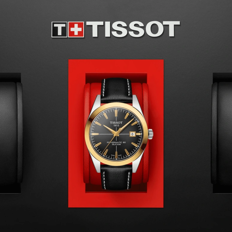 Tissot,Gentleman 40mm,40mm,Yellow Gold,Stainless Steel,Grey,Automatic,Date,80hours,T927,T927.407.46.061.01