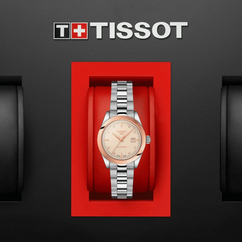 Tissot,T-Lady 29.30mm,29.30mm,Rose Gold,Stainless Steel,Beige,Automatic,Date,48hours,T930,T930.007.41.266.00