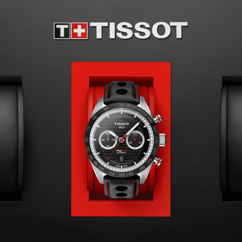 Tissot,PRS 516 45mm,45mm,Ceramic,Stainless Steel,Black,Automatic,Chronograph,Date,T100,T100.427.16.051.00