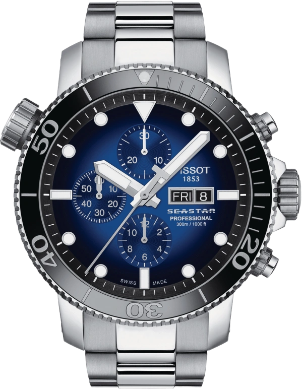 Tissot,Seastar 48mm,48mm,Stainless Steel,Blue,Automatic,Chronograph,Date,Day,T120,T120.614.11.041.00